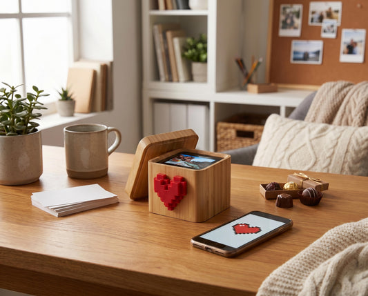 Lovebox sur un bureau, avec des messages et des attentions pour une communauté